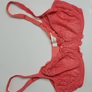 Simone Perele Lace Bra Size 34D Pink Unlined Wired Adjustable Straps